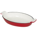 Amazon hot pot panela de ferro fundido set-casserole-grill-prato oval 3 peças